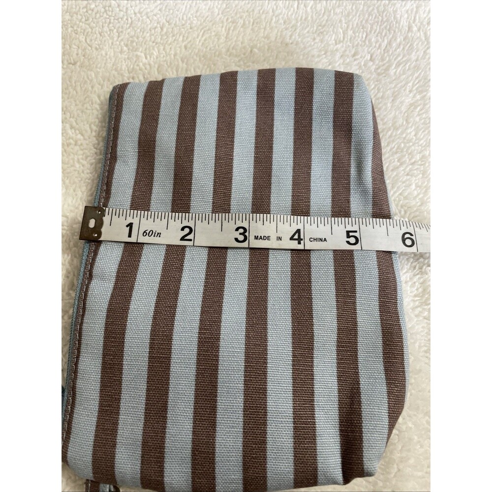 Thirty One Zippered Pouch In Perfect Stripe Brown/Blue - Picture 7 of 7